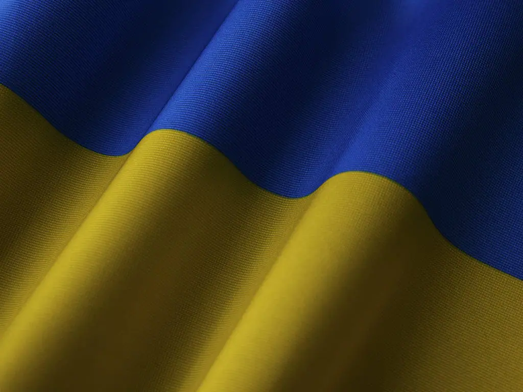 Flag of Ukraine in Close Up Shot